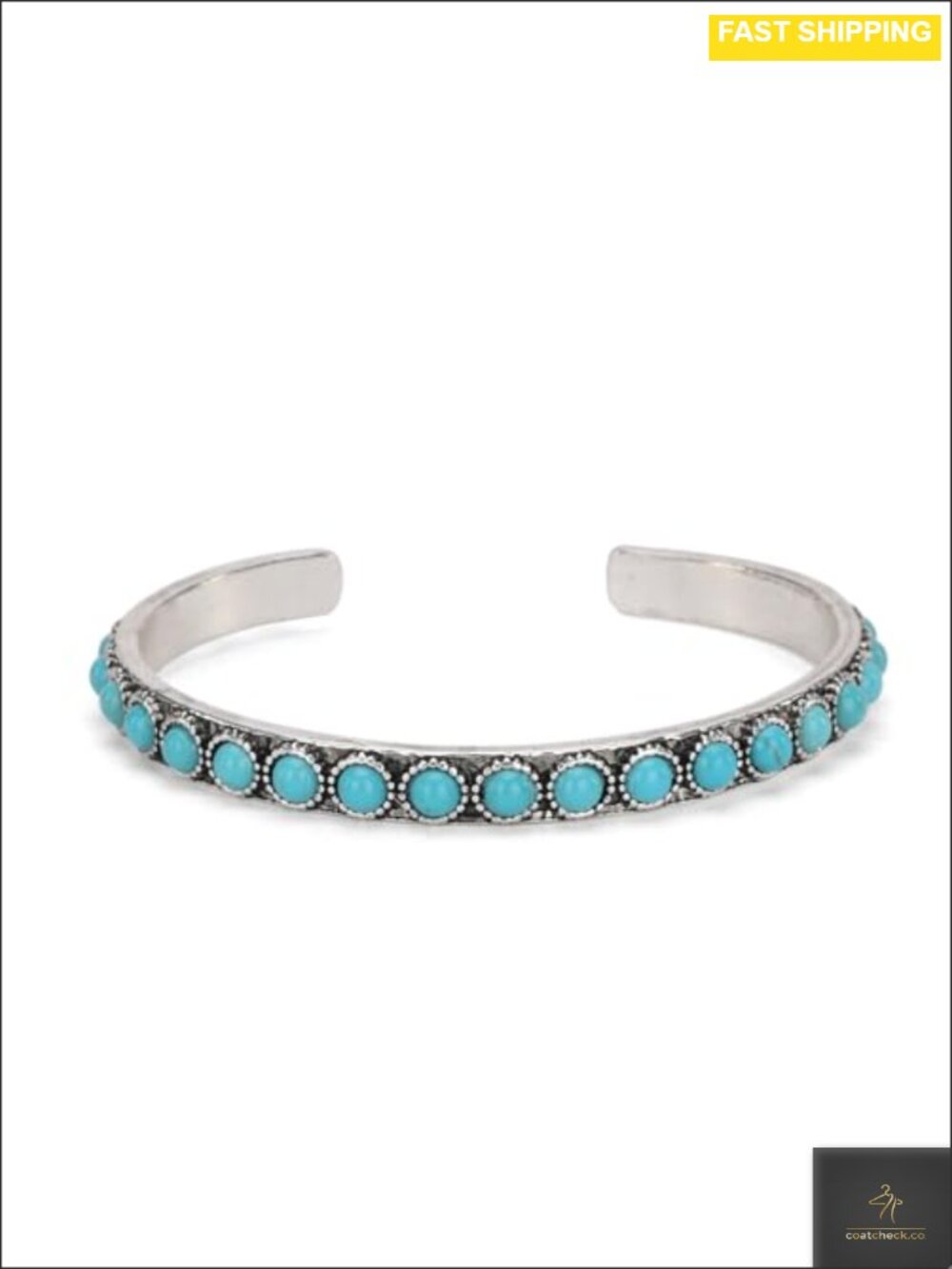 Montana West Silver Turquoise Open Cuff Bracelet Western Beaded Adjustable
